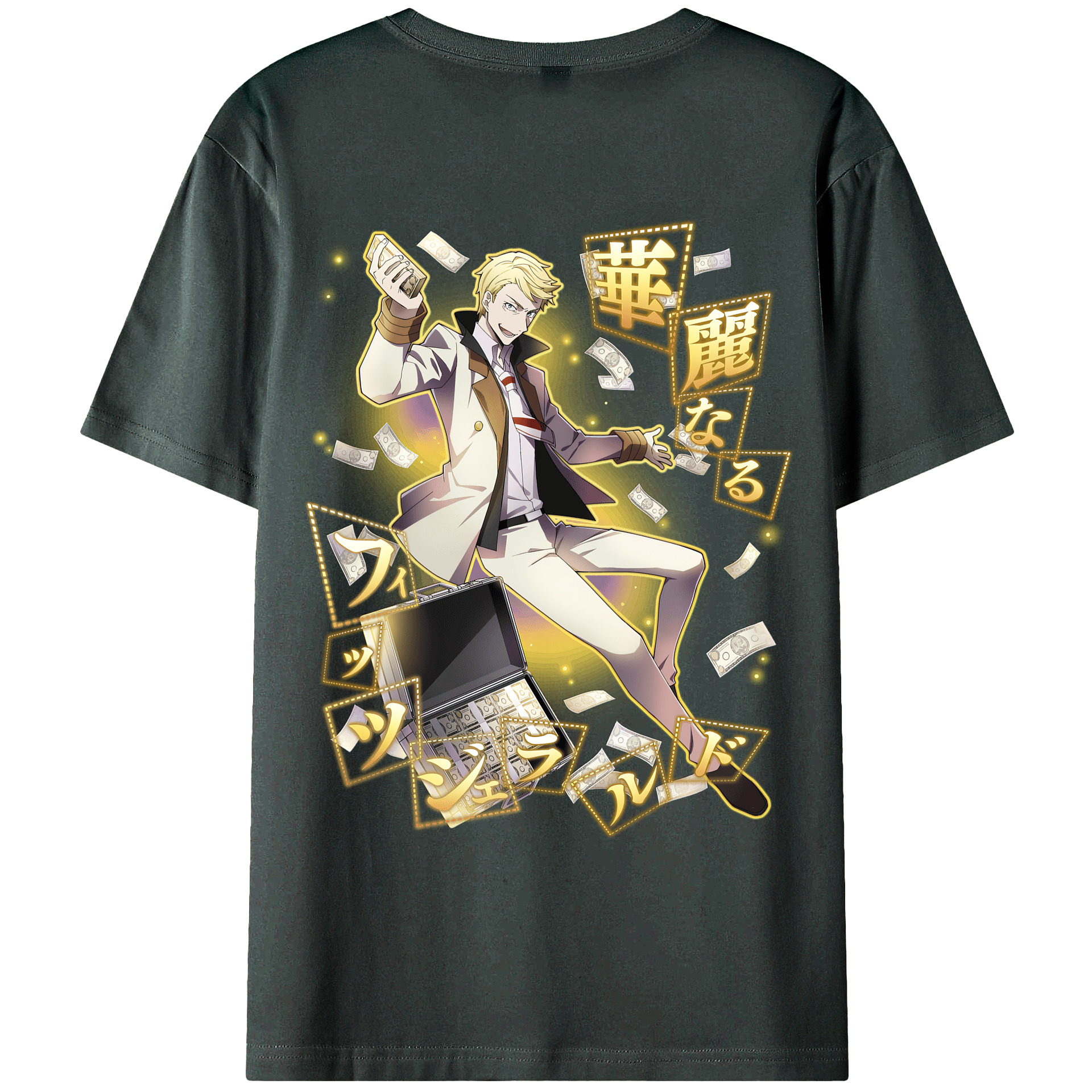 （画像用） 文豪ストレイドッグス Bungo Stray Dogs 綿100％ メンズ半袖Tシャツ（バックプリント） 通気性